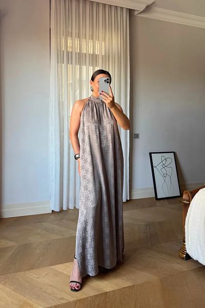Tuba Butik Halter Neck Backless Long Dress