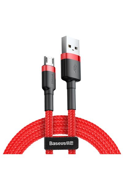 Baseus Wytrzymały elastyczny kabel przewód USB microUSB QC3.0 2.4A 1M czerwony