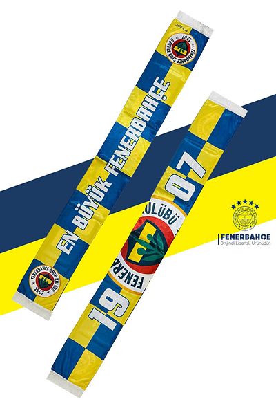 Fenerbahçe Original Licensed Largest Shawl Scarf and Bracelet Set Canary Printed