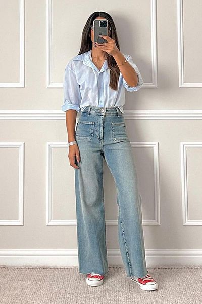 Madmext Pantaloni de jeans de damă albastru deschis cu buzunar frontal Mg2500