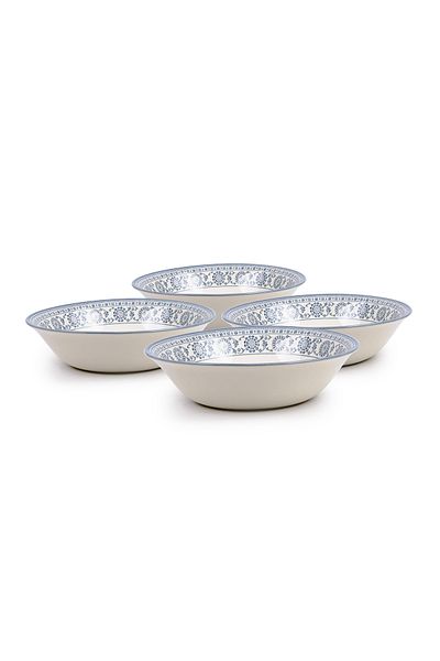 Claytan Plethora 9 inch Ceramic Salad Bowl (Grey & White, Set of 4)