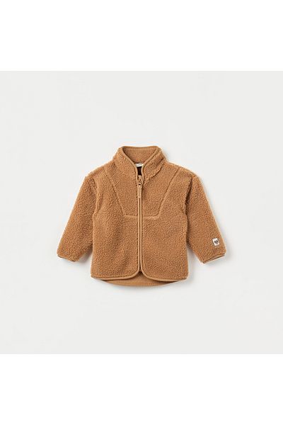 Juniors Plush Zip Through Jacket with Mandarin Collar and Long Sleeves