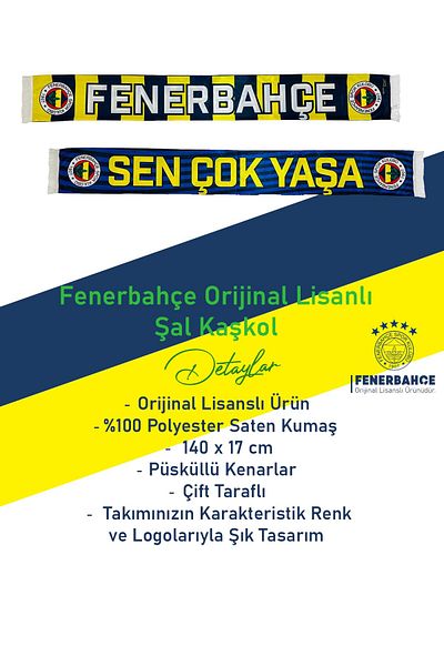 Fenerbahçe Original Licensed Longslive Satin Shawl Scarf