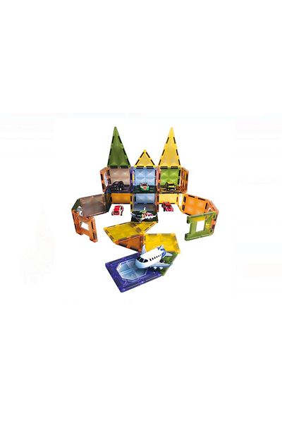 shop Magnetic Magnet Racing Car-Plane with Garage Building Block Toys 72 Pieces Big Size