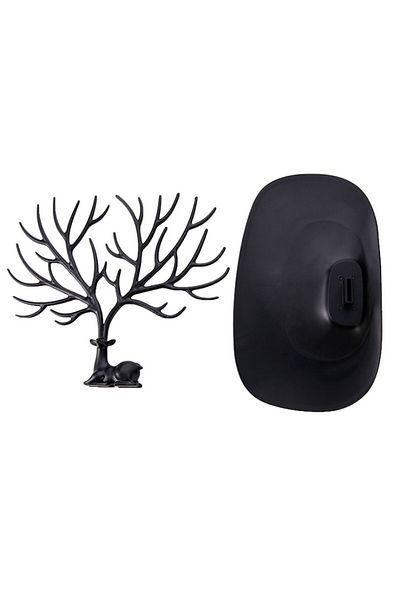 Aptel Jewelry stand, deer pattern, plastic, black, 25x15x22 cm
