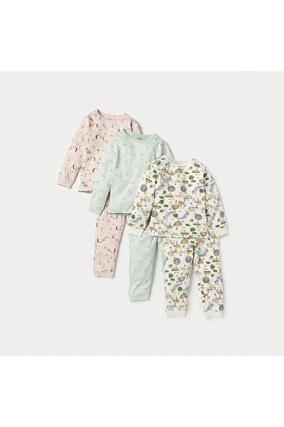 Juniors All-Over Print Long Sleeves T-shirt with Pyjamas - Set of 3