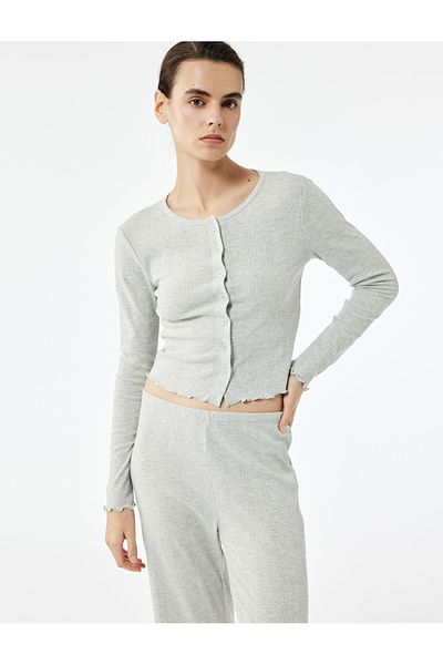 Koton Top de pijama tricotat cu textura, cu mâneci lungi, cu nasturi