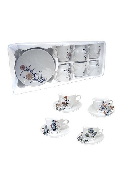 CME Porcelain coffee cup set with rose pattern from