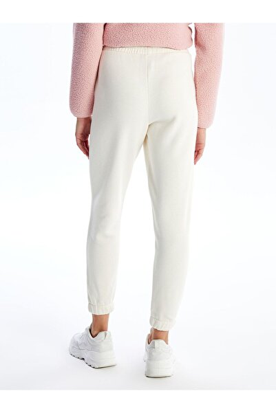 LC Waikiki Bej Beli Lastikli Kadın Kalın Jogger Eşofman Altı