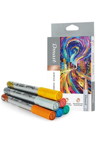 Deli EC350 2mm Bullet Tip Acrylic Marker 6-Piece Set