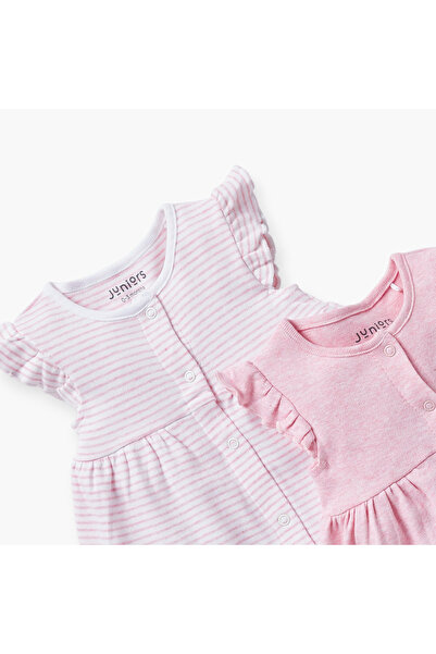 Juniors Assorted A-Line Dress with Ruffle Sleeves and Button Closure - Set of 2