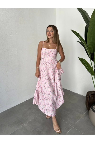 asfamoda Rochie maxi Jessica căptușită, cu bretele din frânghie, cu model flo...