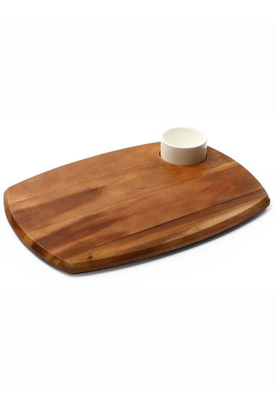 Billi By Styli Billi Wooden Serving Board With Ceramic Dip Bowl