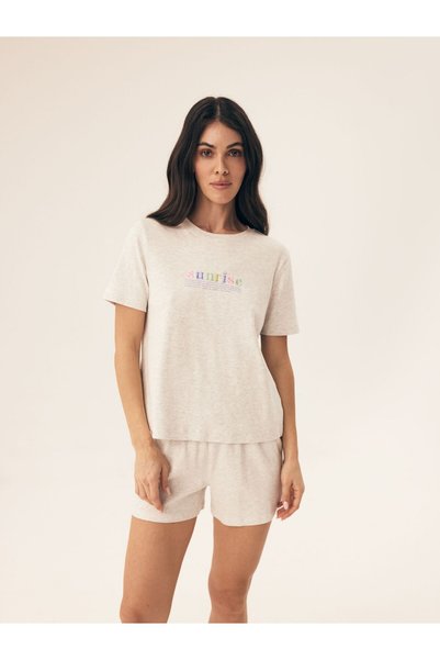Bloovii Pijama de vară pentru femei, set din două piese, tricou și pantaloni ...