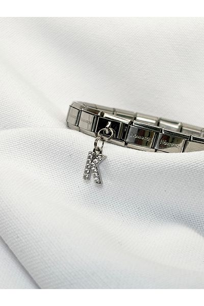 Sumen Butik Letter K Stone Dangle Italian Bracelet Charm, Charm