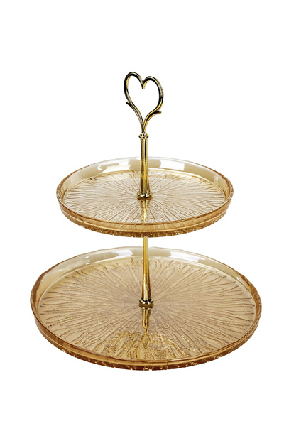 ELENOR By Styli ELENOR Glass Fladen 2 Tier Serving Set 17cm - 22cm, Gold
