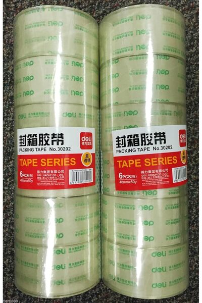 Deli 30202 شريط تغليف 48 مم × 50 ياردة × 50 ميكرومتر - 6 لفات - شفاف