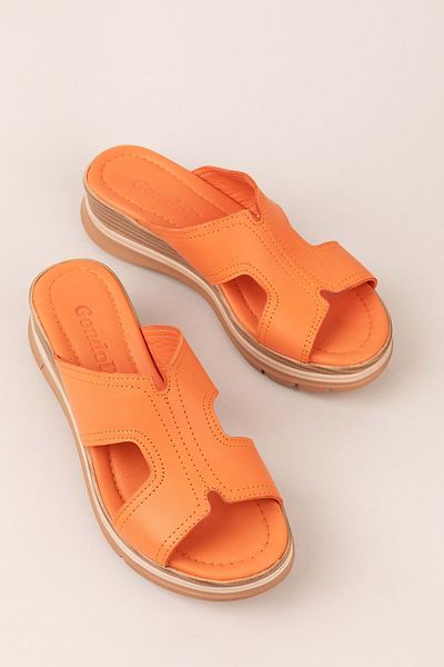 Gondol Papuci de damă din piele naturală, eleganti, confortabili de zi cu zi ez.2565 portocaliu