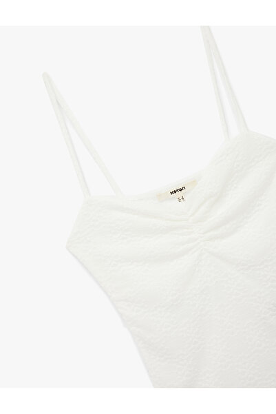 Koton Thin Strap Lace Textured Gathered Undershirt
