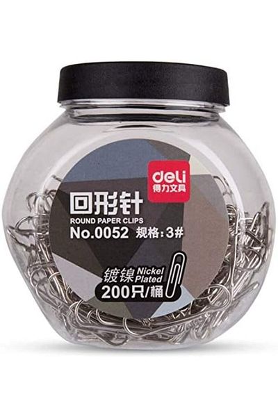 Deli Paper Clip 29mm, Black, 200/tube (E0052)