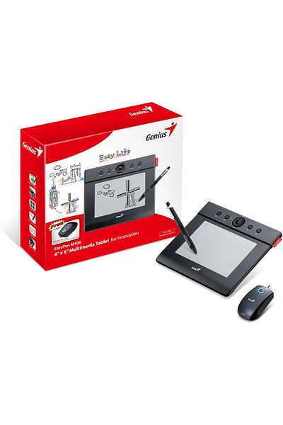 GENIUS 4 x 6 Inches Graphic Tablet with Battery-Free Cordless Pen and Free Laser Touch Scroll Mouse