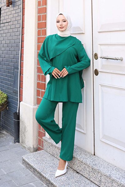 MİSSKAYLE Cloak Detailed Suit Green