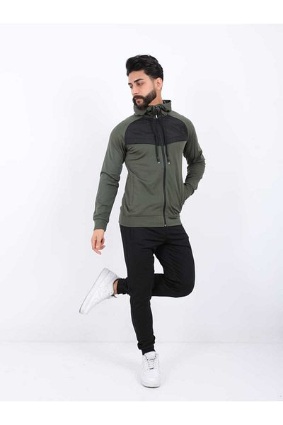 TUWAN sport Men's Diver Fabric Digital Printing Raised Zippered Hooded Sweatpants Set