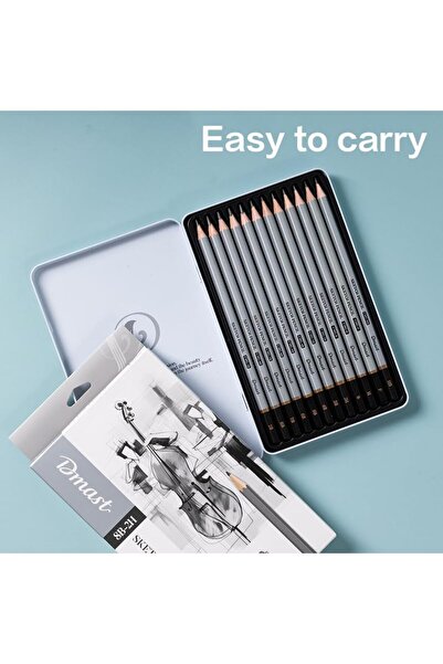 Deli EC391 2H-8B Sketch Pencil Set 12-Pieces, Black