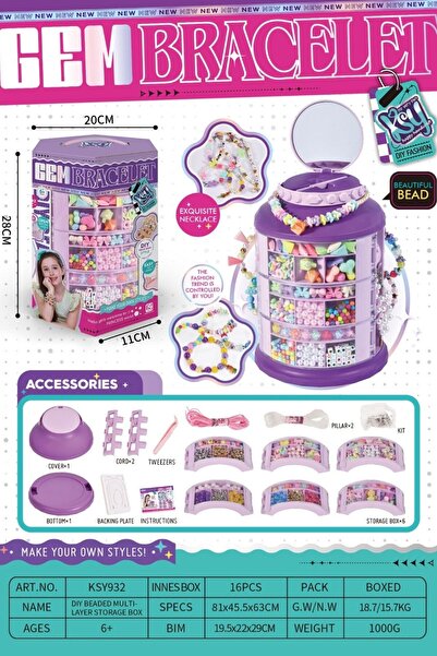 TOYFEST 6 Katlı Takı ve Bileklik Yapım Seti | Renkli Boncuklu Organizer
