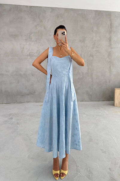 Seda Yalçın Atelier Blue Heart Collar Midi Dress