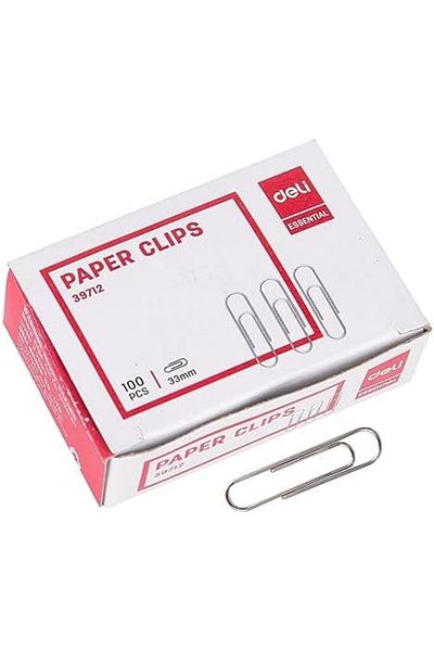 Deli Paper Clips, 33 mm Size, Silver