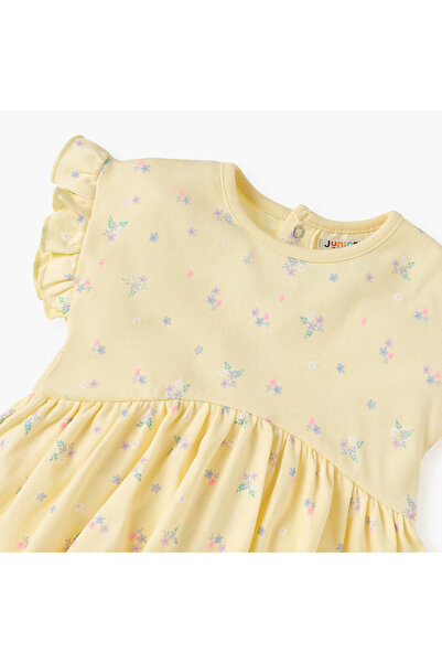 Juniors All-Over Floral Print Sleeveless Romper with Ruffles