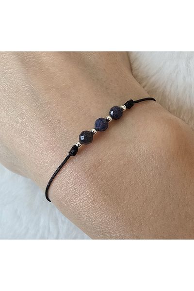 Lexy's Boutique Brățară reglabilă din argint 925, lucrată manual, cu pietre semiprețioase din safire - Multicoloră - Lexy's Bou
