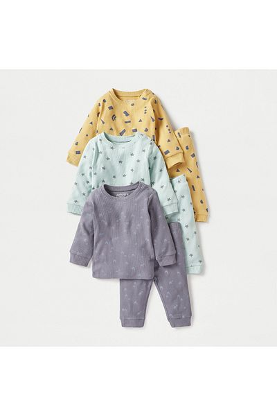 Juniors Printed Long Sleeves T-shirt and Elasticated Pyjama Set - Set of 3
