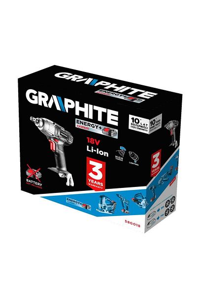 graphite Impact screwdriver, with 2 Ah battery, 18 V Li-ion charger, 180 Nm, 1/2&#8243;, G