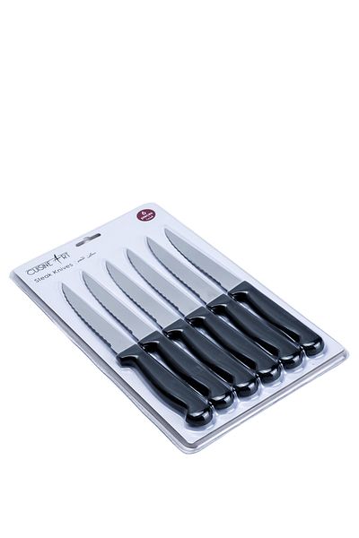 Cuisine Art By Styli Cuisine Art Orson 6-Piece Steak Knife Set - Black Stainless Steel Serrated Blades