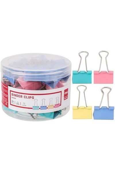 Deli Colorful Binder Clip 32mm, 24 Pcs （E8553A）