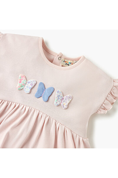 Juniors Butterfly Applique Romper with Ruffle Sleeves