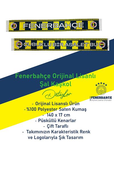 Fenerbahçe An Original Licensed Sticked Satin Shawl Scarf