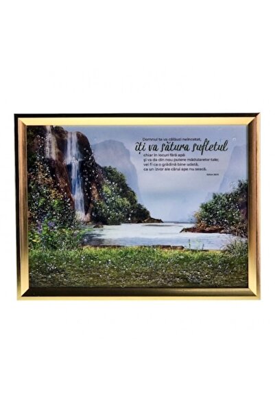 OEM Pictură plastică cu ramă MDF, imagini din natură și citate biblice, 43x33 CM