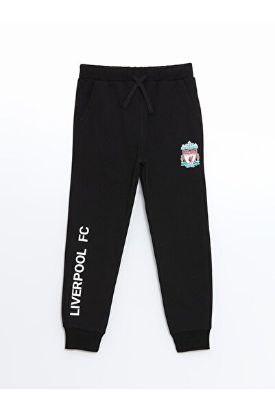 LC Waikiki Siyah Beli Lastikli Liverpool Baskılı Erkek Çocuk Jogger Eşofman Altı