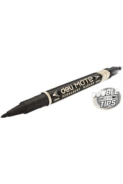 Deli , Permanent Marker Double Tips, 12 pieces Pack of 1, Black