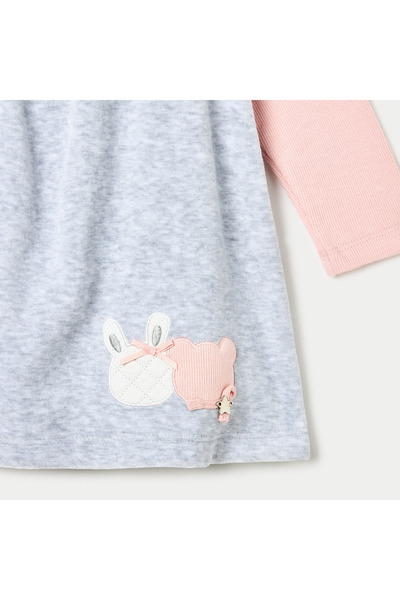 giggles Bunny and Bear Applique A-line Dress
