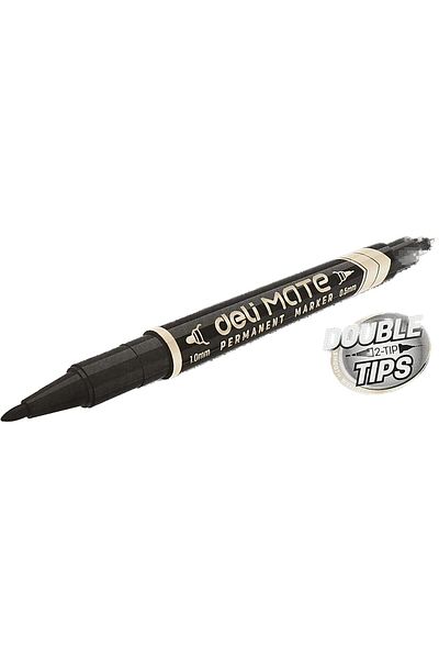 Deli , Permanent Marker Double Tips, 12 pieces Pack of 1, Black