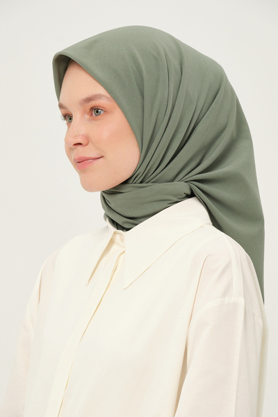 Madame Polo Poly Coton Square Scarf Çağla Cotton Breathable Fabric