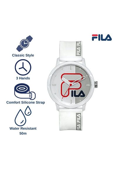 Fila Adult Unisex Analog Watch, White 38-326-004, 42 mm
