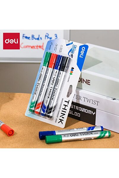 Deli Think Whiteboard Markers 4-Pieces, Assorted