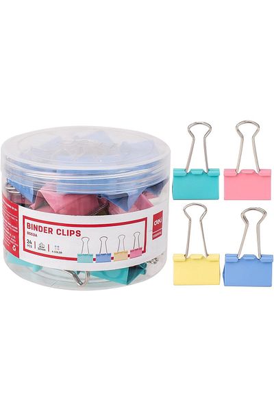 Deli Colorful Binder Clip 32mm, 24 Pcs （E8553A）