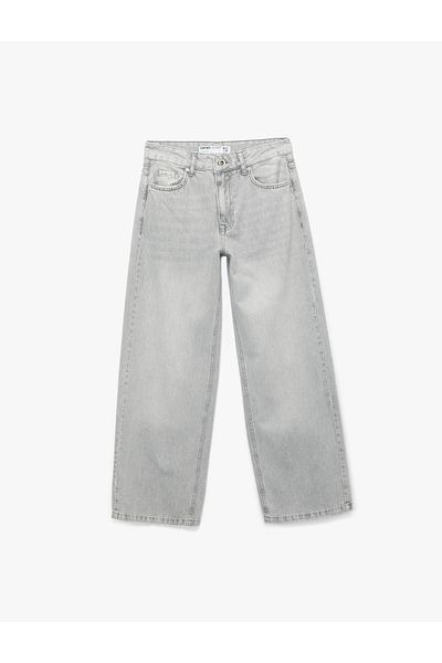 Koton Regular Waist Button Pocket Cotton Wide Leg Jeans - Bianca Wide Leg Jeans