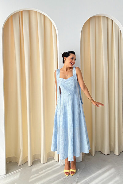 Seda Yalçın Atelier Blue Heart Collar Midi Dress